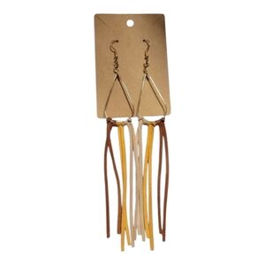 NWOT tri colored leather dangle earrings